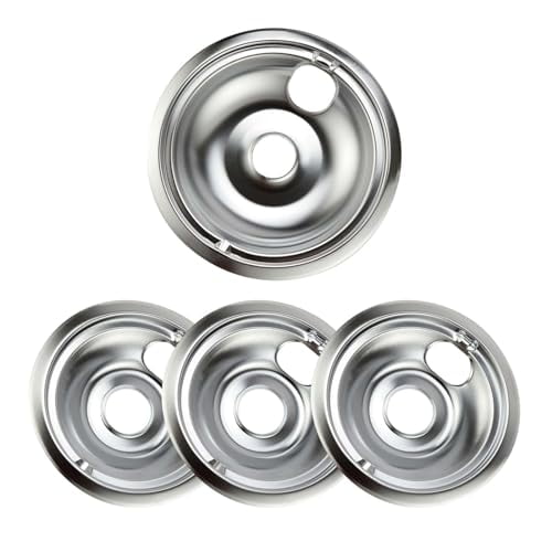 Electric Range Drip Pans Replacement Compatible with GE or Hotpoint Stove,Chrome Finish 4 Pieces Pack Includes 1 Large 8-Inch and 3 Small 6-Inch