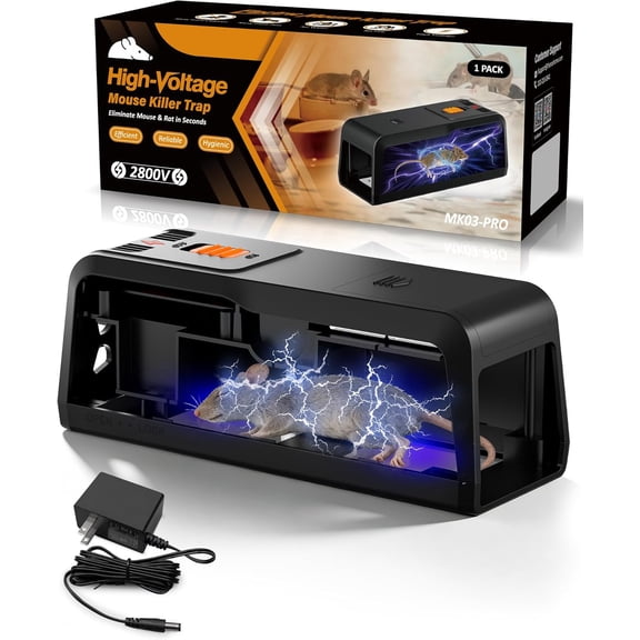 Electric Rat Trap Indoor for Home - Electronic Rat Trap Zapper with High-Power Shock & Removable Plate, Safe and Effective Big Rats Control for Garage, Basement, Indoor Use 1PC