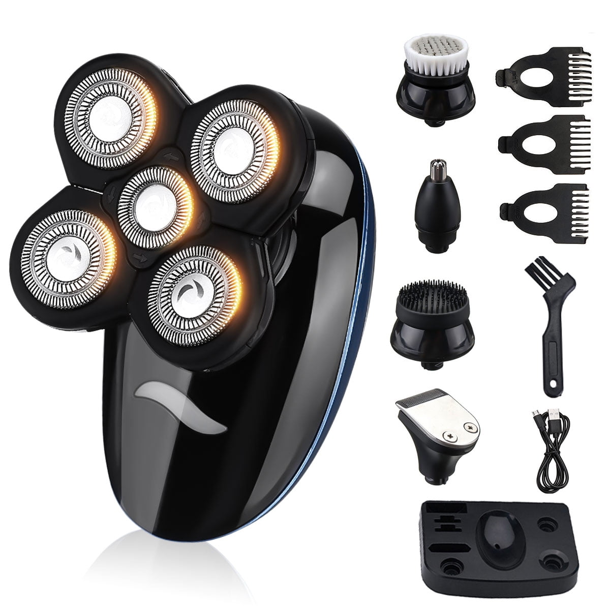 Electric Razor Bald Head Shaver for Men, 5 in 1 Head and Face Electric Rotary Shaver Wet & Dry