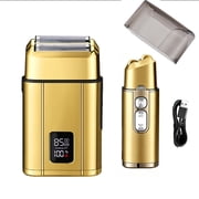 Electric Razor, Electric Shaver for Men,Upgraded Foil Shaver with 3 Speeds, Double Floating Blade IPX7 Waterproof Wet/Dry LED Display USB Type C Rechargeable Gold