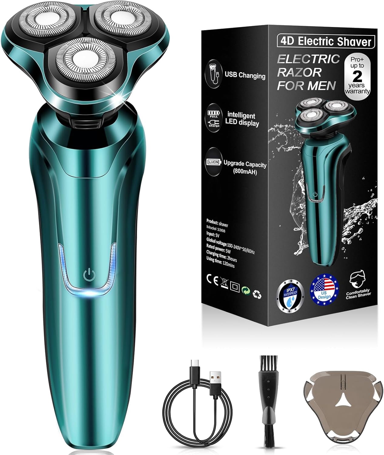Electric Razor for Men Rotary Shaver, 4D Floating Head 360 Adaptive ...