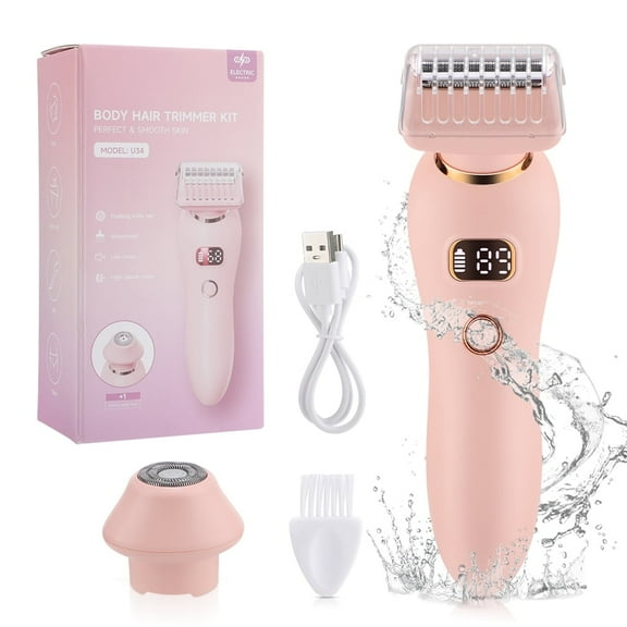 Electric Razor for Women,3 in 1 Womens Electric Shaver, Low Noise Bikini Trimmer Body Hair Removal Rechargeable Wet/Dry Cordless Epilator with LCD Display for Legs Arm Underarms,White