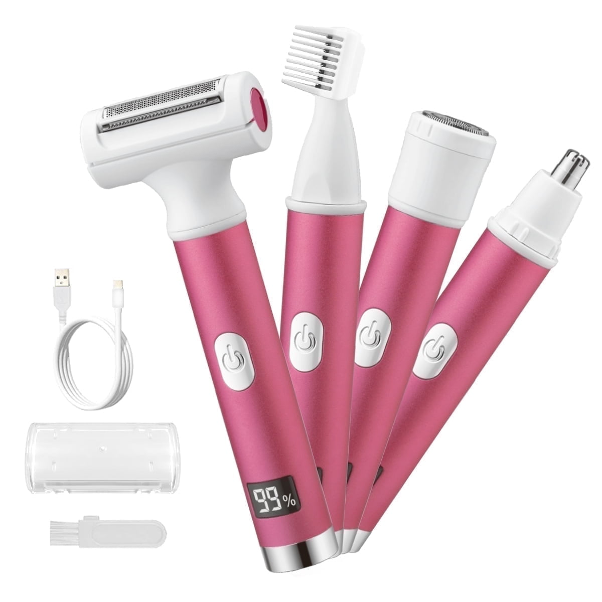 Electric Razor for Women, 4 in 1 Electric Shaver for Women, Rechargeable Led Display Facial Hair Remover, Wet and Dry Cordless Women Shaver Hair Remover for Face, Legs, Nose and Bikini
