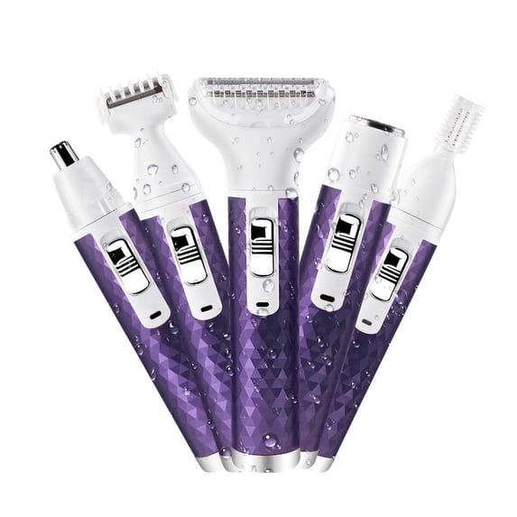 Obacre Electric Razor for Women, 5 in 1 Electric Shaver for Women, Portable Rechargeable Hair Trimmer Wet and Dry Cordless Women Shaver Hair Remover for Face, Legs, Nose and Bikini