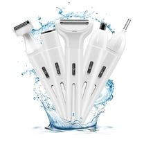 Electric Razor for Women: 5 in 1 Hair Trimmer for Face Nose Eyebrow Beard Mustache Arm Leg Armpit Bikini - Waterproof Facial Hair Removal for Women, White
