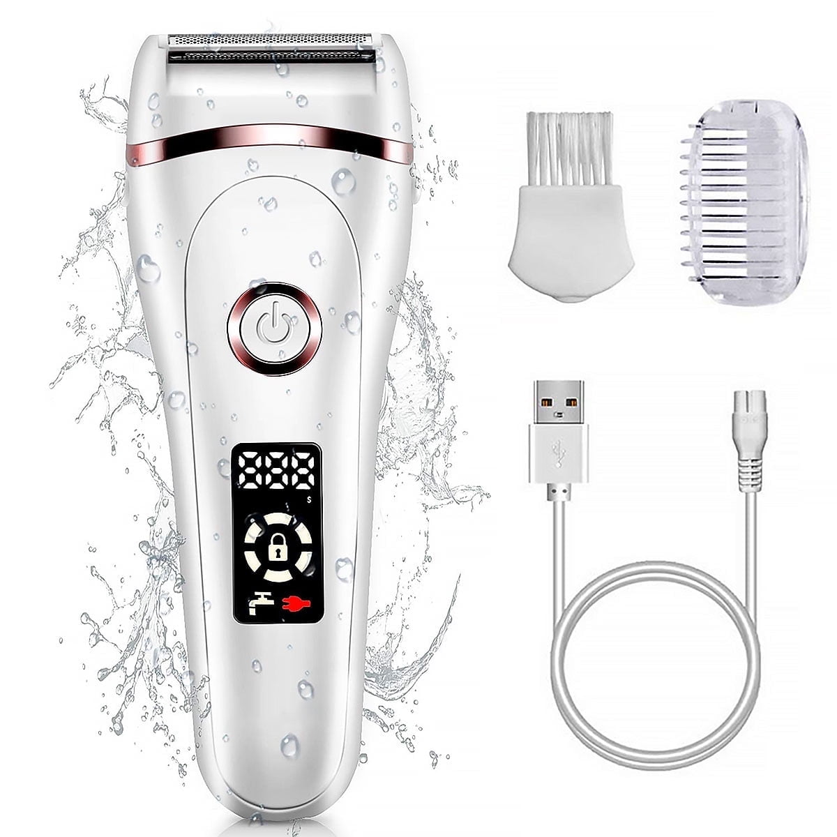 TiokMc Women Electric Shaver, 3-in-1 Rechargeable Hair Removal for Face, Body, Underarms & Bikini, Wet/Dry Cordless Razor with LED Display and Precision Blades