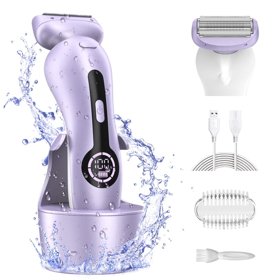 Electric Razor for Women, Womens Electric Shaver Low Noise Bikini Trimmer Body Hair Removal for Legs Arm Underarms USB Rechargeable Wet Dry Painless Cordless Epilator with LCD Display & LED Light