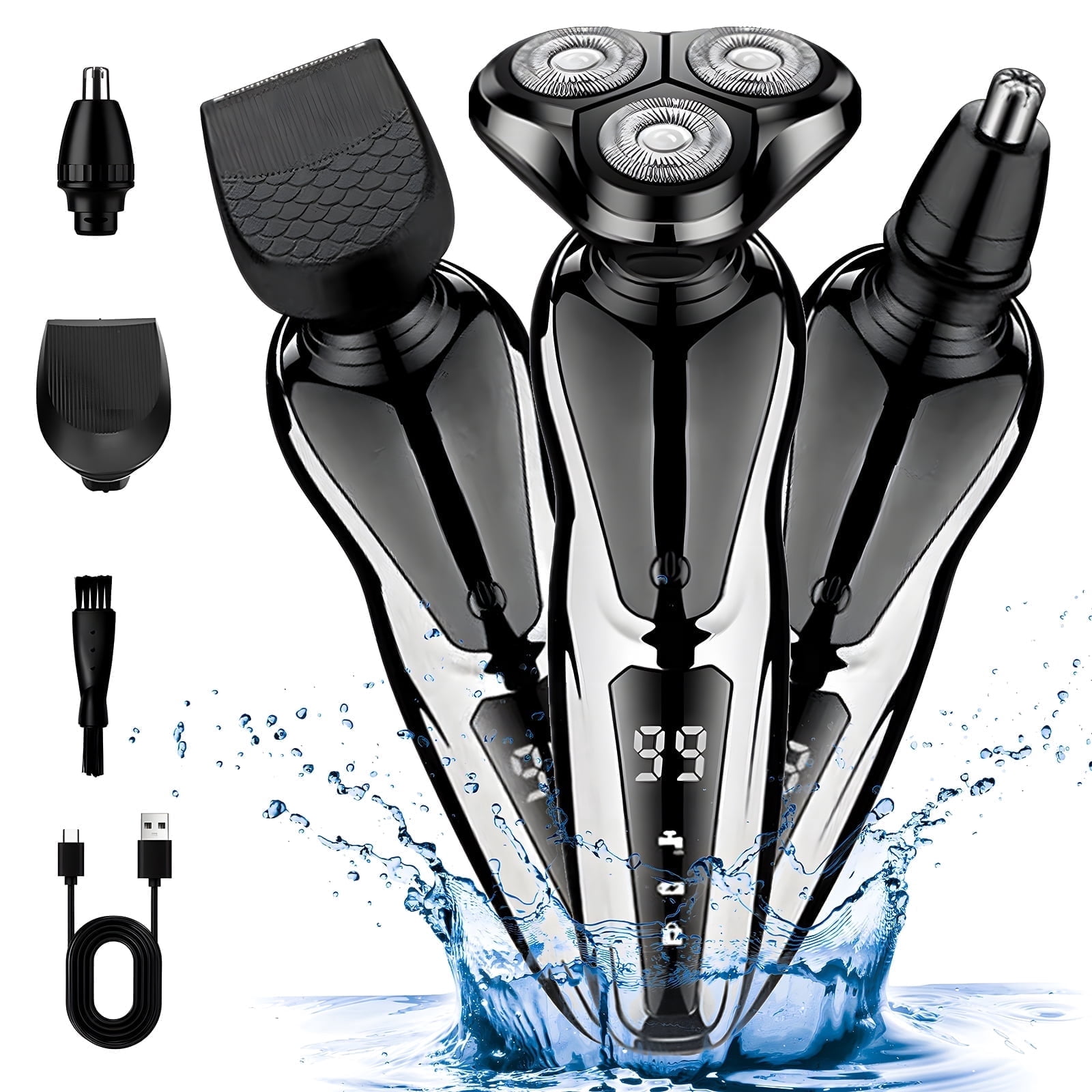 Electric Razor for Men, 3 in 1 Electric Shaver Nose Hair Trimmer USB ...