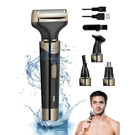 Fixdono Electric Razor for Men, 4 in 1 Electric Shaver Painless, Wet & Dry, Waterproof Rechargeable, Black