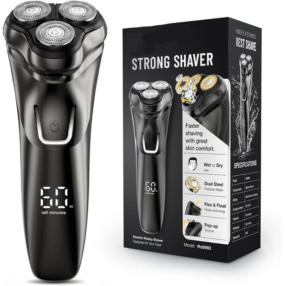 Electric Razor for Men Cordless, Mens Electric Shaver Waterproof with 4D Flex Blades, Pop-up Trimmer USB Fast Charging Travel Lock