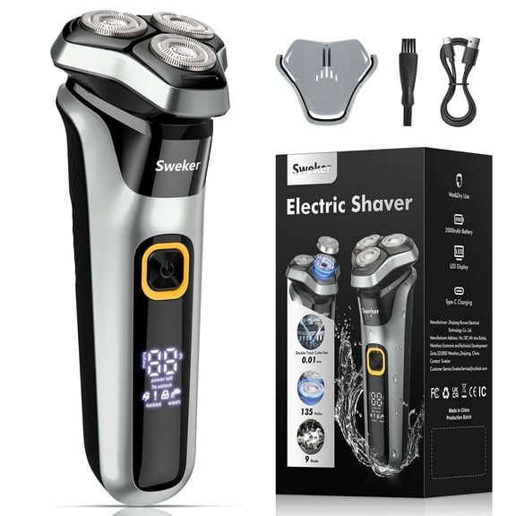 Prozing Electric Razor for Men, Rechargeable Electric Shaver with Pop-up Trimmer for Sideburns Trimmer, Wet Dry Cordless Electric Shaver, Travel Lock, IPX6 Waterproof