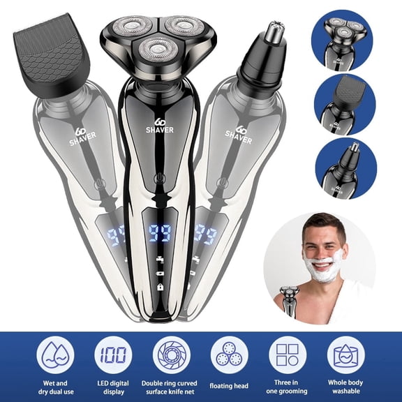 Electric Razor for Men - Rechargeable Electric Shaver for Men- 3 in1- Wet & Dry