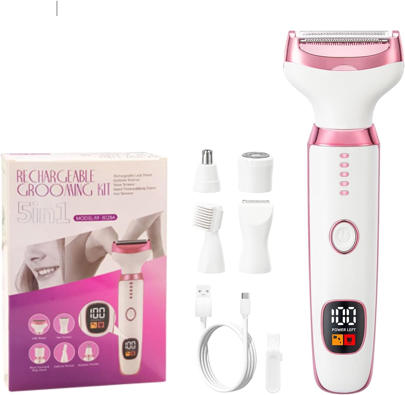 Leg Razor Tool Electric Razor for Women 5 in 1 Rechargeable Painless Body Razors and ...