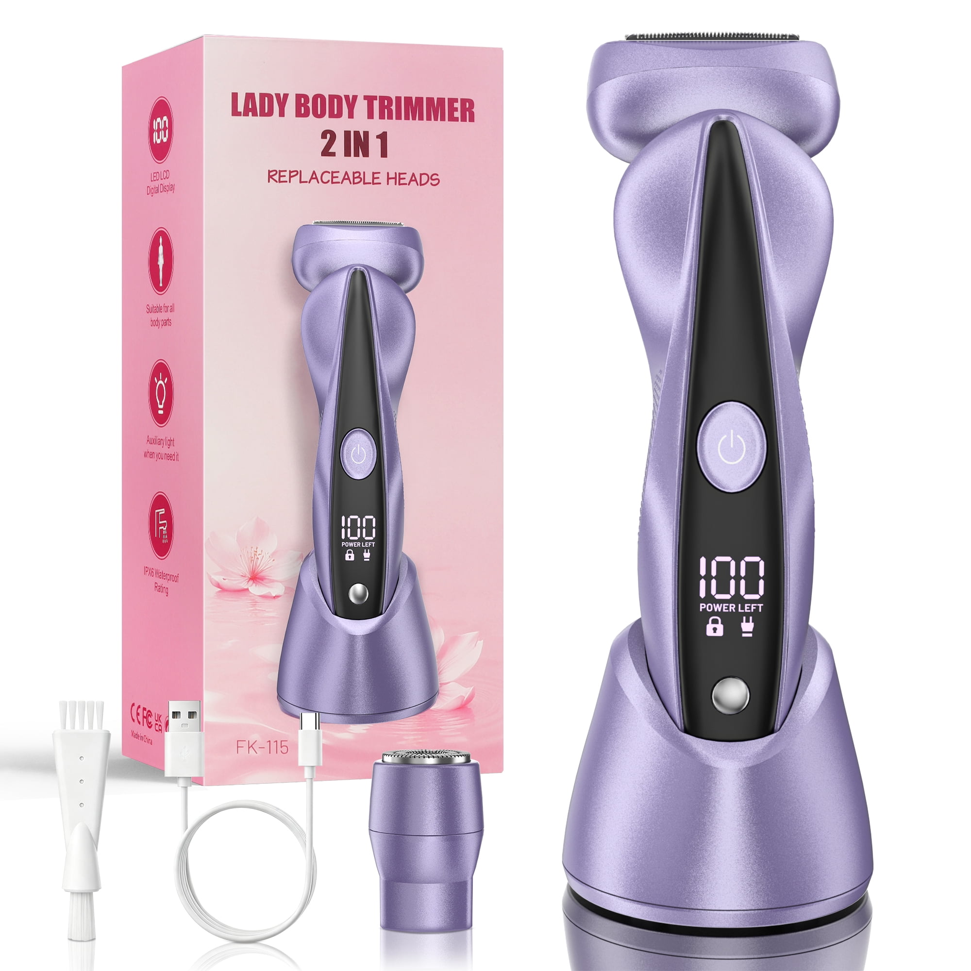 Electric Razor for Women, Painless Womens Electric Shaver, Low Noise Bikini Body Trimmer Rechargeable Wet/Dry Cordless Epilator with LED Display