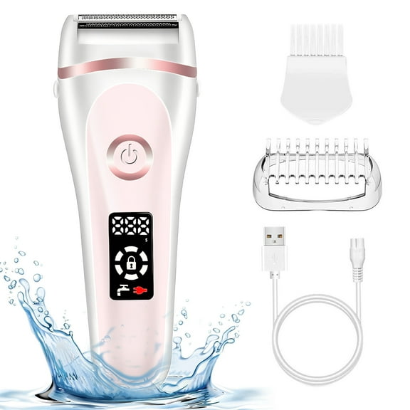 TiokMc 3-in-1 Electric Razor for Women, Rechargeable Wet & Dry Lady Shaver, Body Hair Remover for Face, Legs, Underarms & Bikini with LED Display, Pink