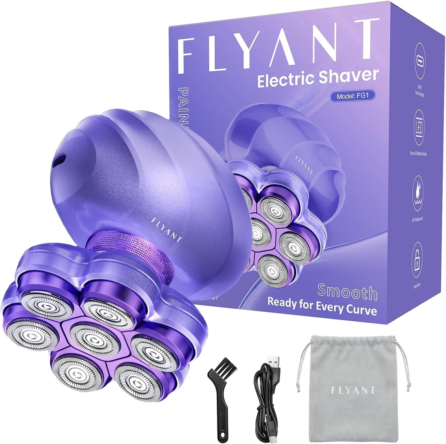 Electric Razors for Women Legs, 7D Rechargeable Body Shaver, IPX7 ...