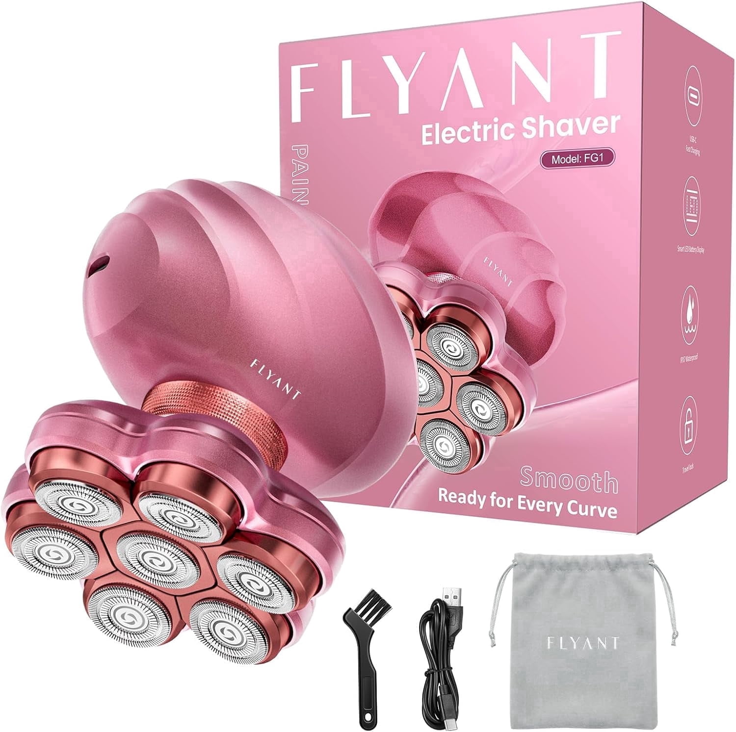 Electric Razors for Women Legs, 7D Rechargeable Body Shaver, IPX7 ...