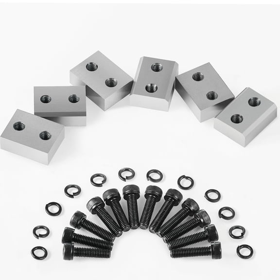 Electric Rebar Cutter Blade 6 PCS 20mm 22mm Cutting Diameter HRC58 60 Hard Hydraulic Rebar Jaw Replacement Blades with 12 Hex Screws 12 Spring Washers