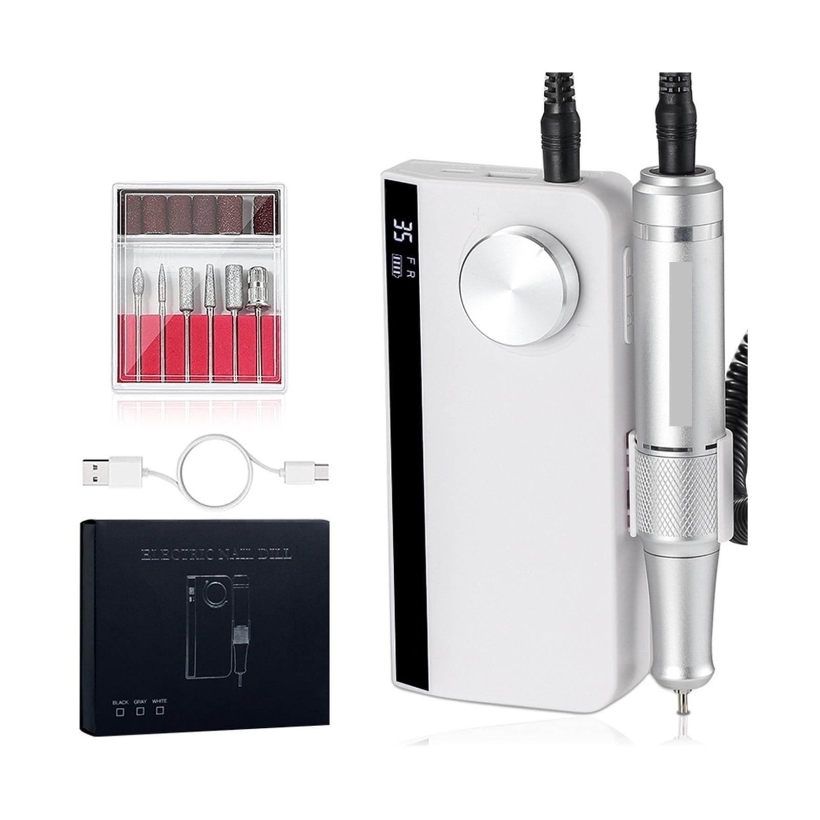 Electric Rechargeable 35000RPM Nail Drill,Portable Nail Drills For Acrylic/Gel Nails, Professional Nail Tools For Manicure Pedicure ,Low Noise