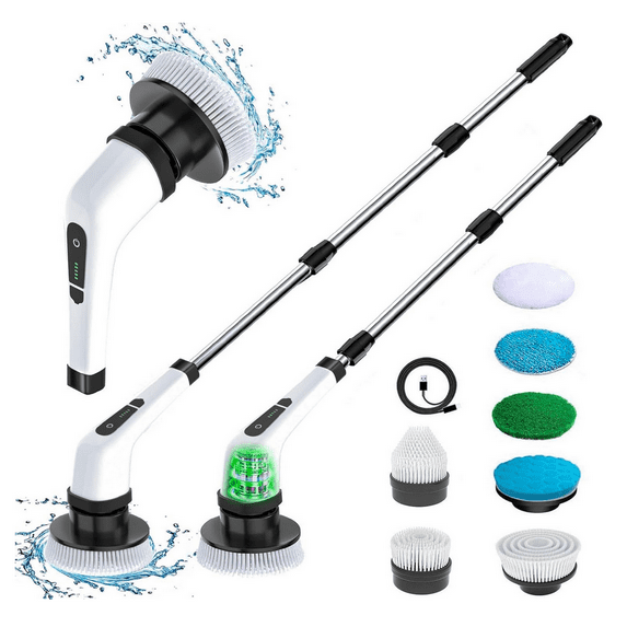Electric Rechargeable Cordless Spin Scrubber 7 Head Car Cleaning Scrubtastic Mop