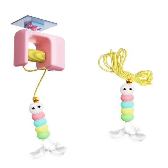 Electric Rechargeable Elevating Toy with Bouncing Teaser & Rope for Indoor Felines Exercise Play