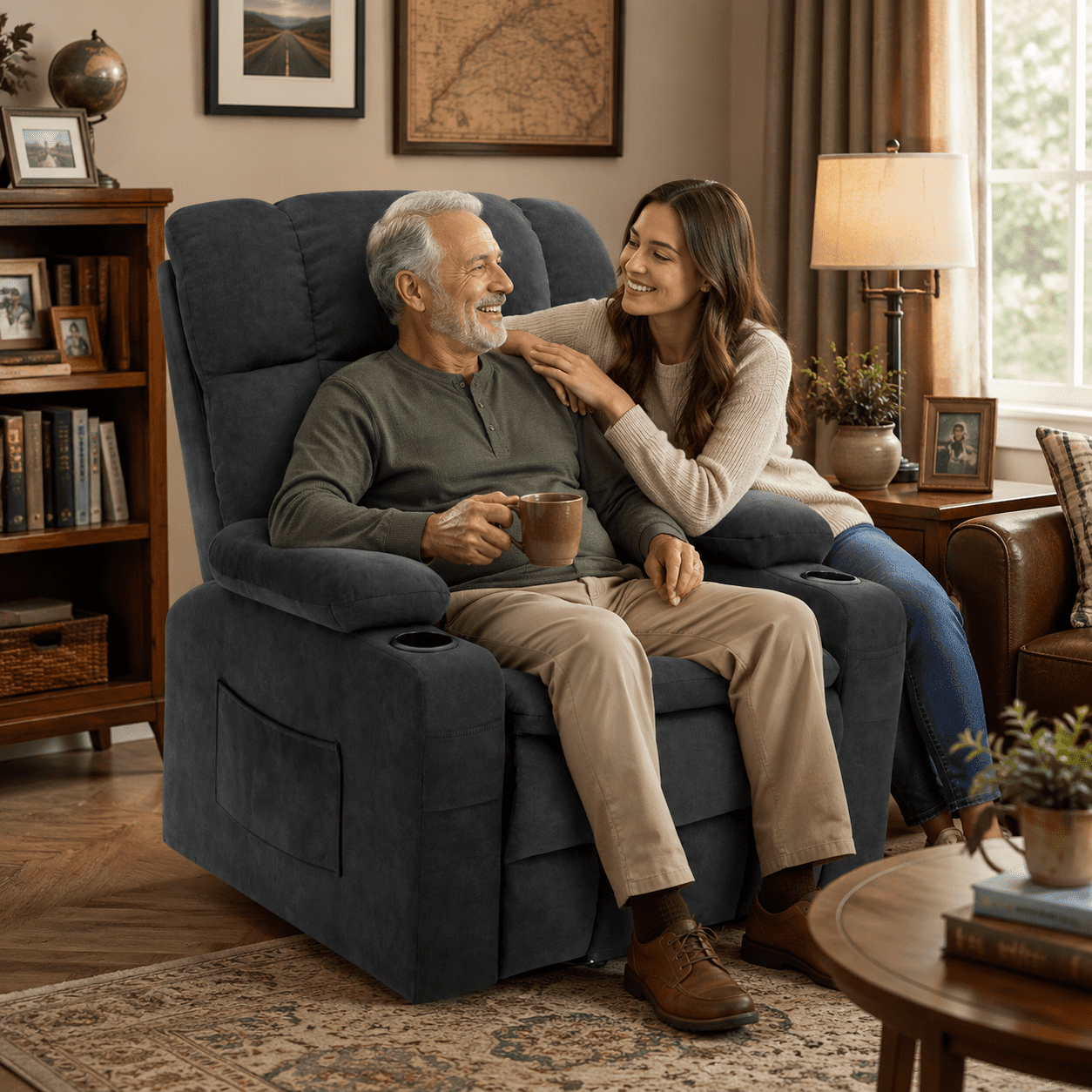 Oversized Power Lift Recliner Chair with Massage and Heat for Elderly, UHOMEPRO Large Wide Seat Recliners for Big and Tall, Safety Motion Reclining Mechanism with Cup Holders and USB, Gray