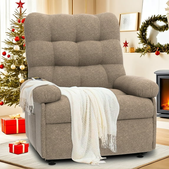 Electric Recliner Chair, Elderly Sofa with Side Pocket and Spacious Seat, Back adjustment from 105°to 145°, Remote Control, Heavy Duty Reclining Mechanism Recliner for Home, Dark Coffee