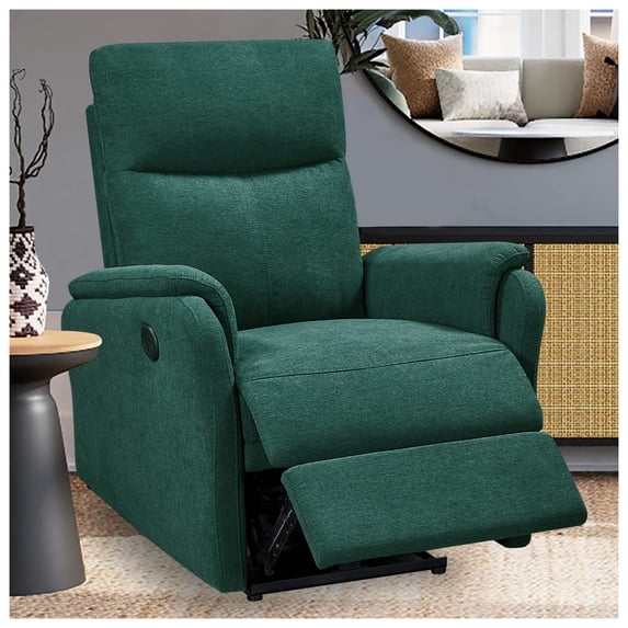 Electric Recliner Chair, Leather Recliners with USB Ports for Home Theater Seating, Green