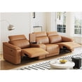 thumbnail image 1 of Electric Reclining Sofa, 3-Piece Sectional with Power Headrest, USB Ports & Storage, Breathable Polyester Fabric, Brown Living Room Furniture, 1 of 5