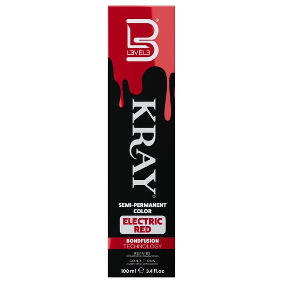 Level 3 Kray Electric Semi Permanent Hair Color - Vibrant Long Lasting Shine - Argan Oil Protection - 100 ml