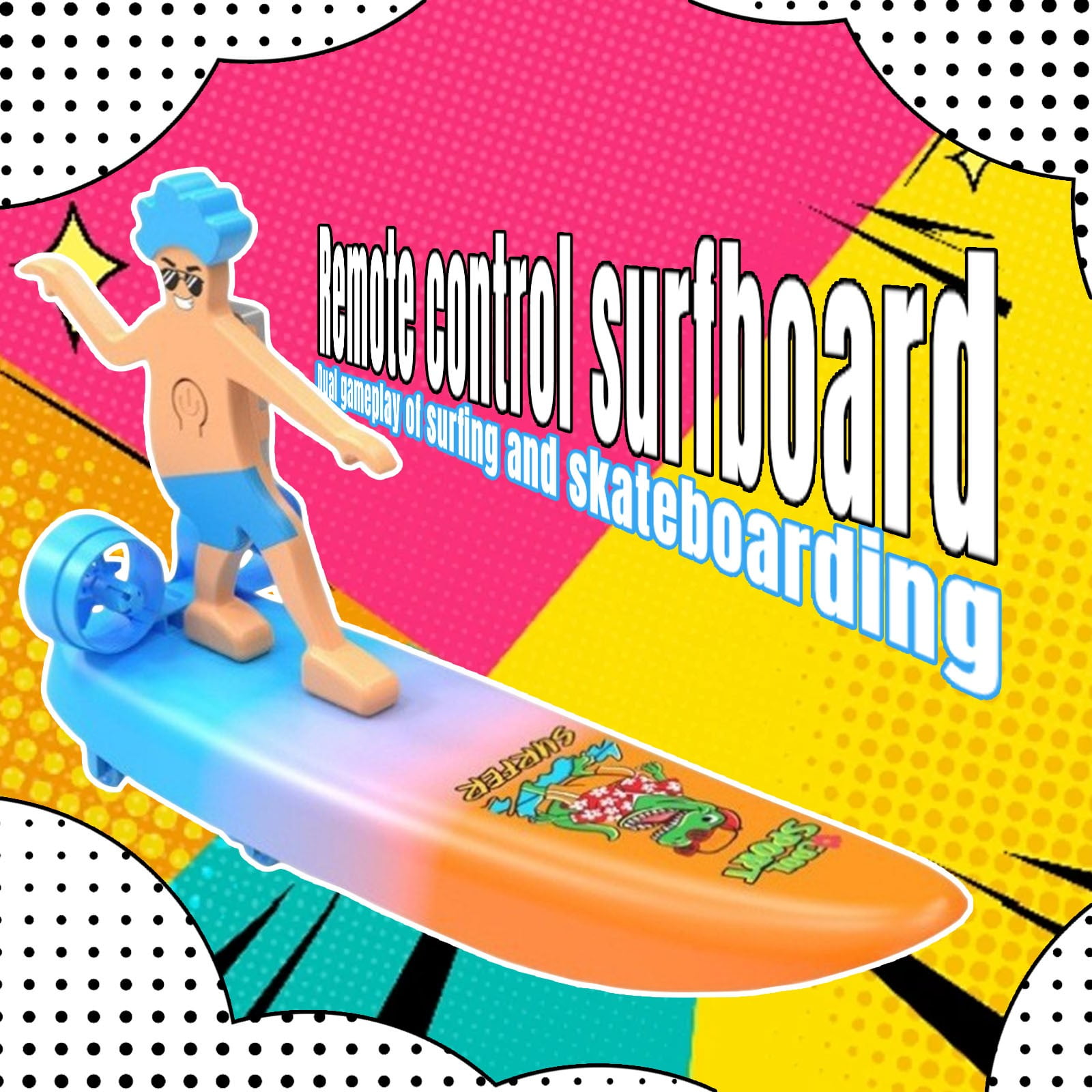 Electric Remote Control Surfboard Drift Scooter Toy for Kids, Rechargeable Amphibious RC Car Toy, for Swimming Pool Beach Outdoor Play Boys Over 6 Years Old