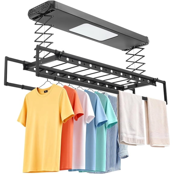 Electric Retractable Airing Clothes Drying Rack with Remote Control and Auxiliary Light Foldable Space Saving Household Laundry Gear Perfect for Balcony Indoor Daily Clothes Bedding Drying