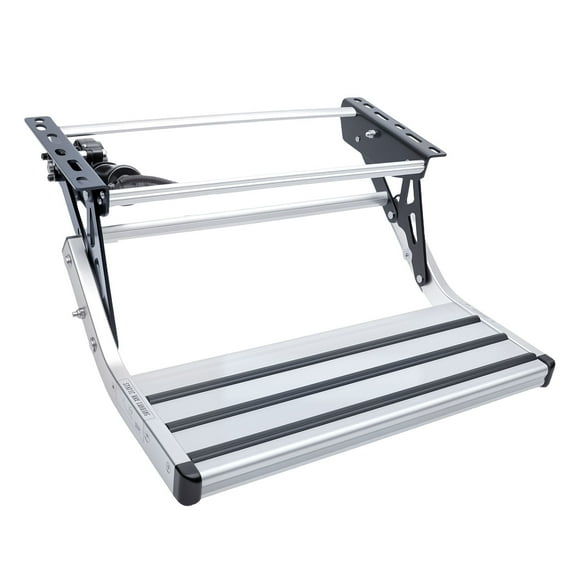 Electric Retractable RV Steps with LED Lighting, 400 LBS Load Capacity, Foldable Aluminum Alloy Camper Steps, Thickened Steel Plate Trailer Steps, Non-Slip Design, Ideal for RV, Trailer, Camper