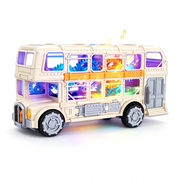 Electric Retro Bus Toys with Colorful Music & Lights, Gear Double-decker Car Model for 3-5 Years Boys Girls Pretend Play Gifts