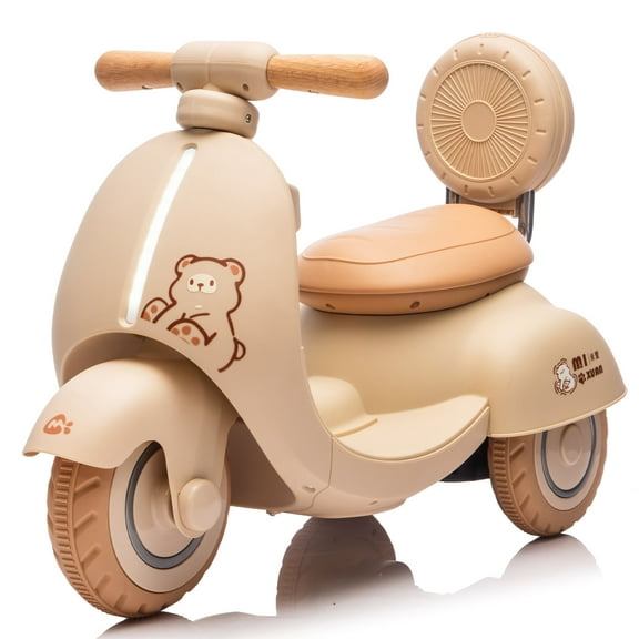 Electric Ride-On Motorcycle 3 Wheel,For Kids Ages 1–3,Parent Control, Wooden Handle, Slow Start