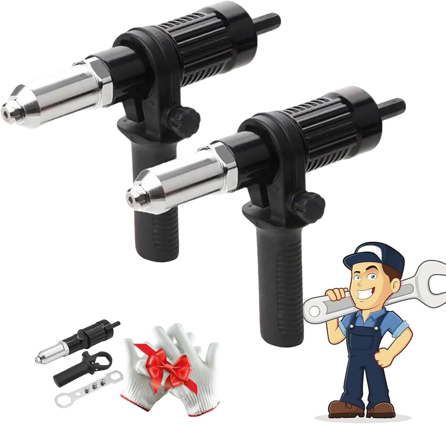 Electric Rivet Gun Adapter Kit Set, Alloy Steel Riveting Tool for ...