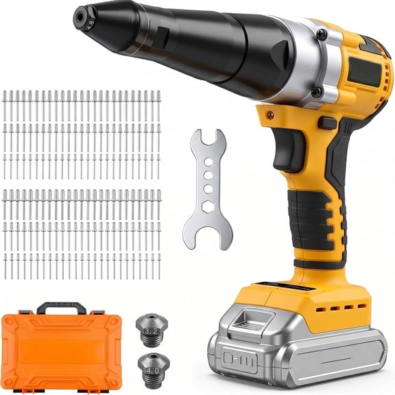 Electric Rivet Gun Compatible with 20V MAX Battery (Tool Only), Brushless Automatic Cordless Rivet Gun, 2248 lbf Pull Force, Quick-Change Nozzle for 1/8" 5/32" 3/16" Pop