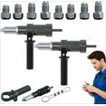 thumbnail image 1 of Electric Rivet Gun Drill Adapter Kit with Auxiliary Handle - Cordless Power Riveting Tool Attachment with 4 Nozzles for Drills, 1 of 7