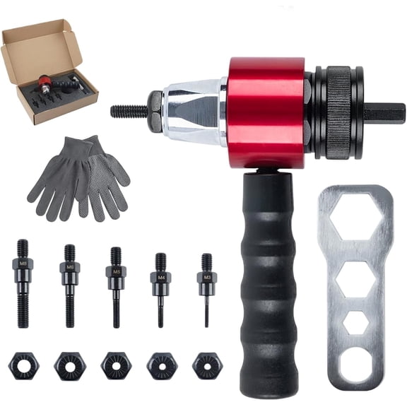 Electric Rivet Nut Adapter Kit, Cordless Drill Rivet Gun,Automatic Riveting Gun with Carrying Case for Automotive, DIY, Metalworking, Furniture