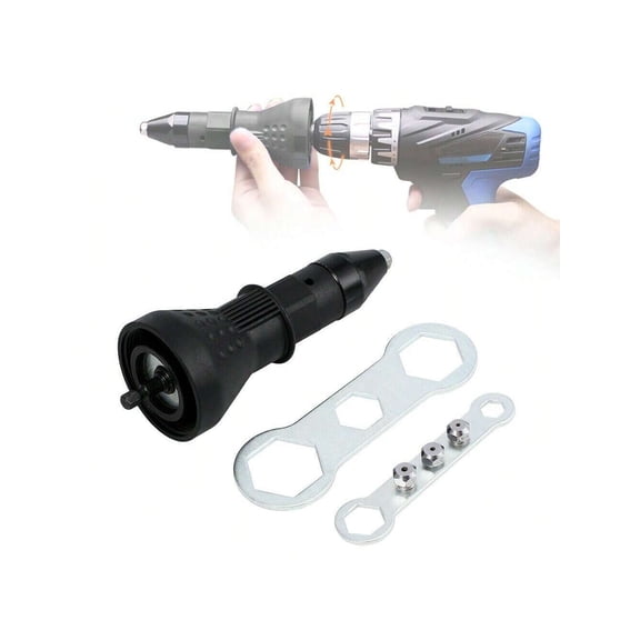 Electric Rivet Nut Gun Adapter For Drill Kit Insert Nut Power Tool Black