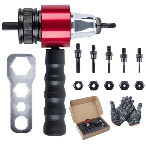 Electric Rivet Nut Tool Adapter Kit, M3-M8 Drill Attachment for Riveting, Automatic Blind Rivet Nut Setter with Carrying Case for Metalwork and DIY Projects