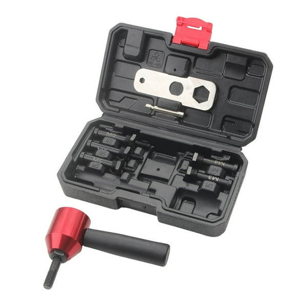 Electric Rivet Nut Tool Kit with Conversion Heads, Heavy Duty Pneumatic Riveter Set for M2-M10 Core Pull and Nut Rivets, Portable Case for Industrial Fastening Tasks(M3-M8)