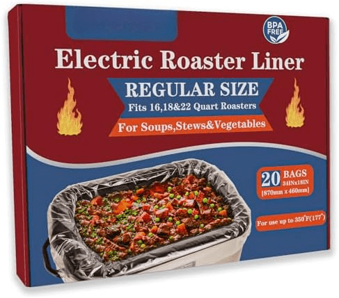 Electric Roaster Liners 34x18 Inch, 20 Pack Disposable Roaster Liners Fits 16-22 Qt Roasters, Heat-Resistant Roasting Oven Cooking Bags for Easy Cleanup