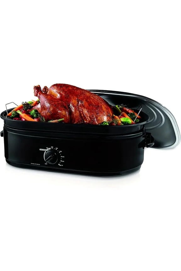 Electric Roaster Oven, 13.5-Pound Electric Roaster Oven with Variable Temperature Control, Steel Rack, Self-Basting Lid & Removable Pan, 16 Quart, Black
