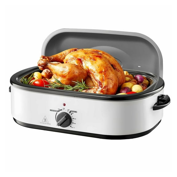 Electric Roaster Oven 18QT, Adjustable Temperature 150-450F Roasting Pan, Self-Basting Lid, Removable Rack for Turkey, Holiday Meals & Baking