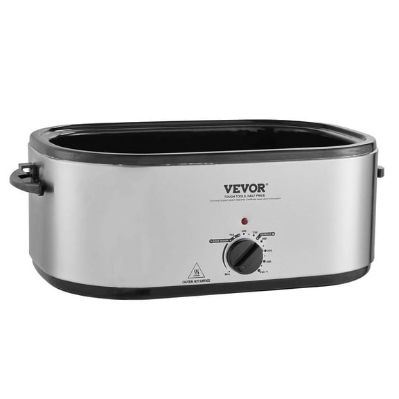 Electric Roaster Oven, 24 QT, 1450W Large Capacity with Self-Basting Lid, Defrost & Warm Functions, Adjustable Temperature Control, Removable Non-Stick Pan & Rack, Fits 28 lb Turkeys, Silver