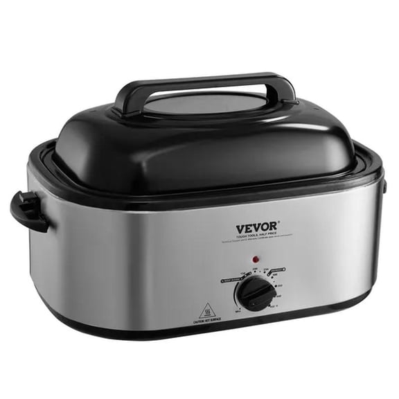 Electric Roaster Oven with Self-Basting Lid, Defrost & Warm Function, Adjustable Temperature, Removable Pan & Rack