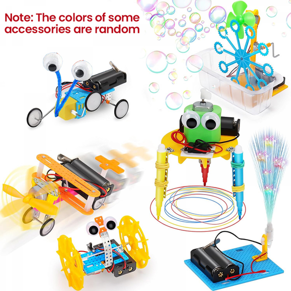 Electric Robot Kit 6 Set Science Experiment Engineering Robot Building Crafts Set for Kids 5 6 7 8-12 Years Old Birthday Gifts