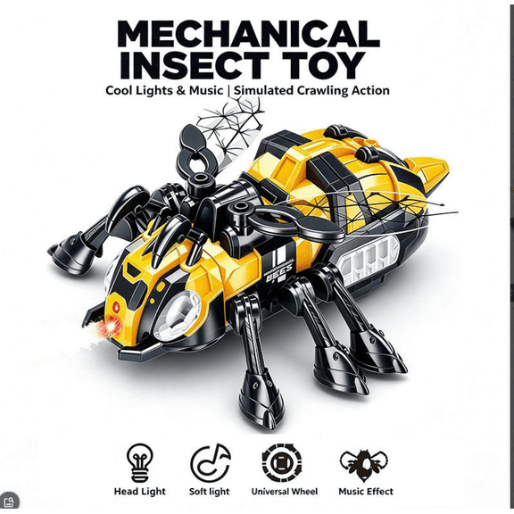 Electric Robot Toys Mechanical Bee, Smart Insect Cars with Lights and Spray for Adults Kids Gifts-Yellow