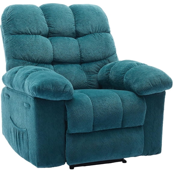 Electric Rocking Recliner Chair with 360 Swivel - High Back Glider, Upholstered Teddy Fabric Single Sofa for Living Room & Nursery